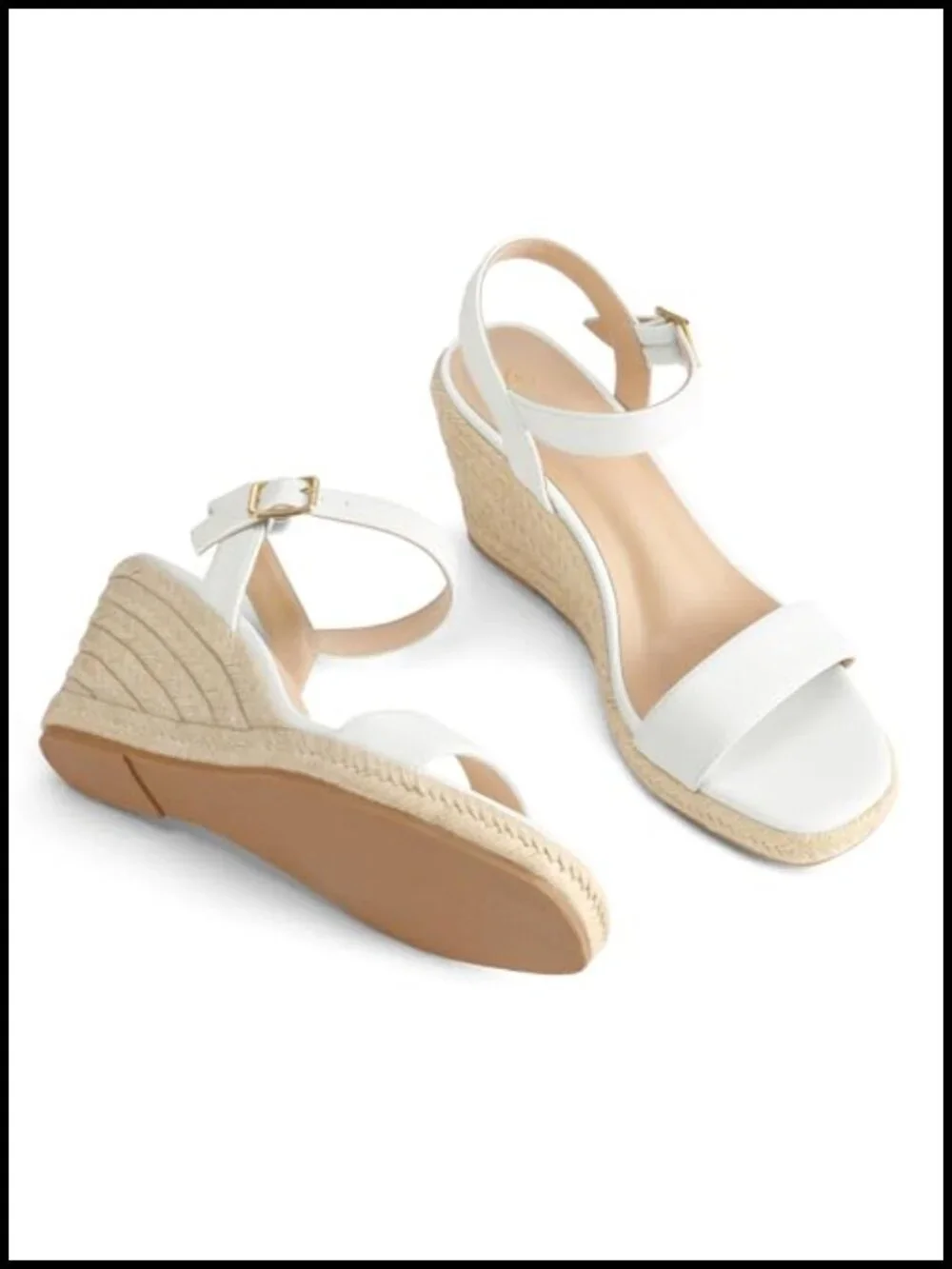 Womens Platform Espadrille Wedge Sandals Square Open Toe Ankle Strap Buckle